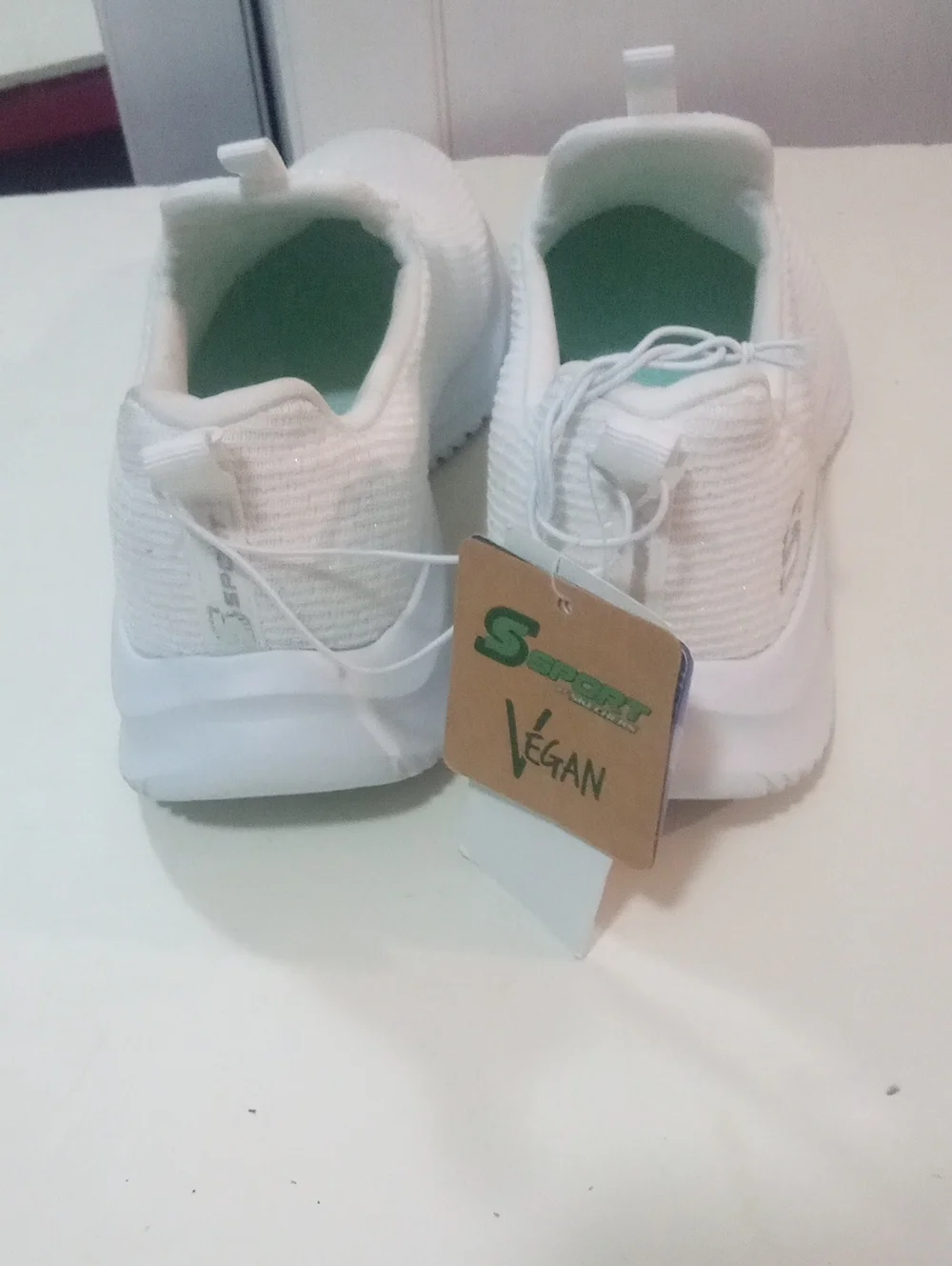 Skechers S Sport Vegan White Slip-On Knit Walking Shoes Sz 6 NWT $44.99